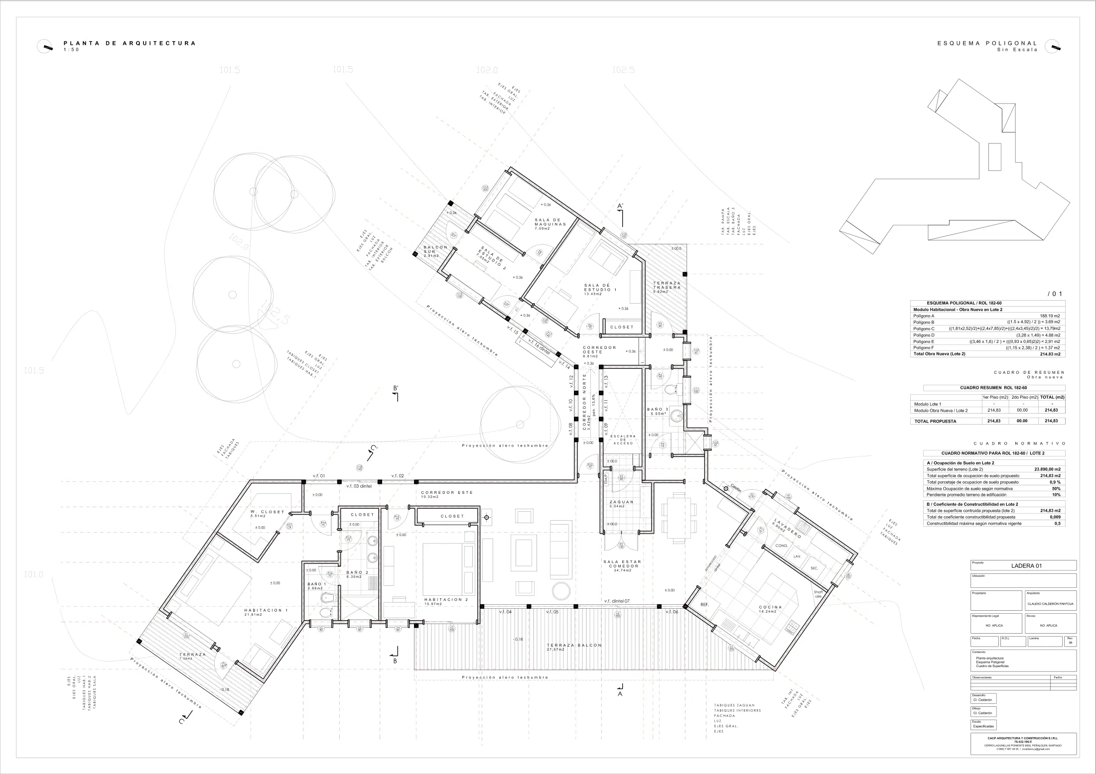 Balcón del Peral: planta de arquitectura, dibujo de proyecto sin cotas de CCP Arquitectura