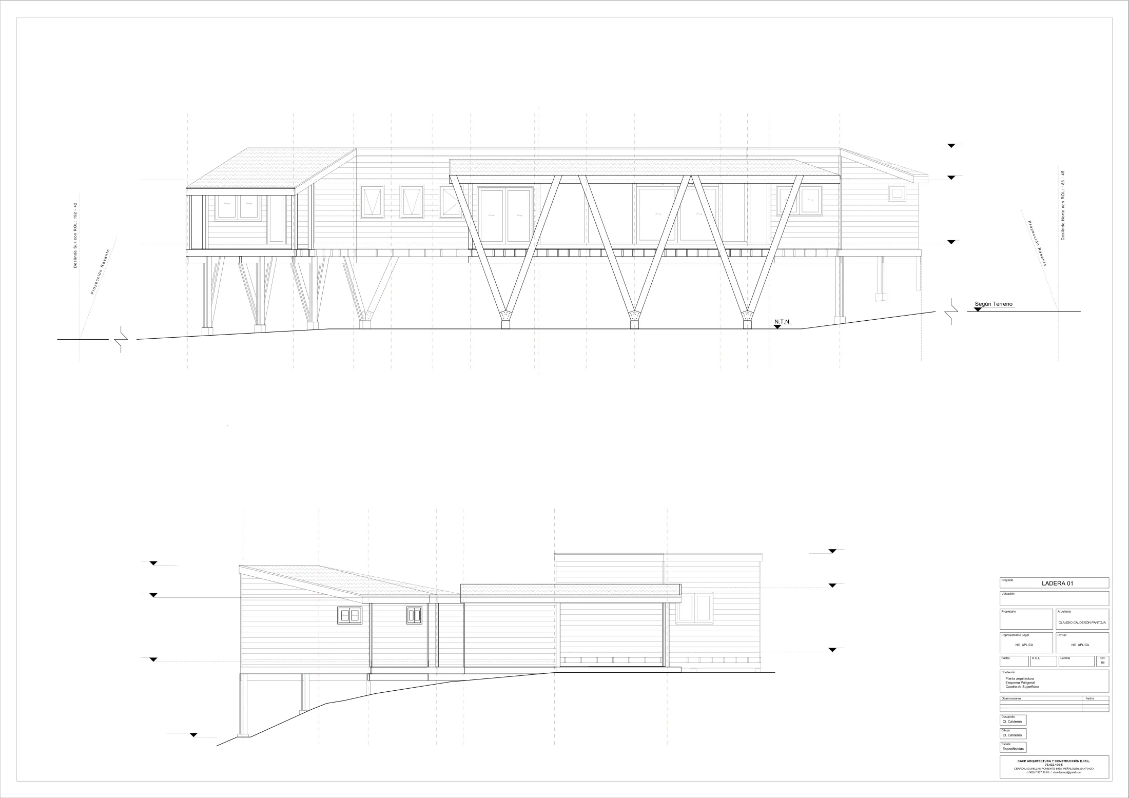 Balcón del Peral: elevaciones 1, dibujo de proyecto sin cotas de CCP Arquitectura