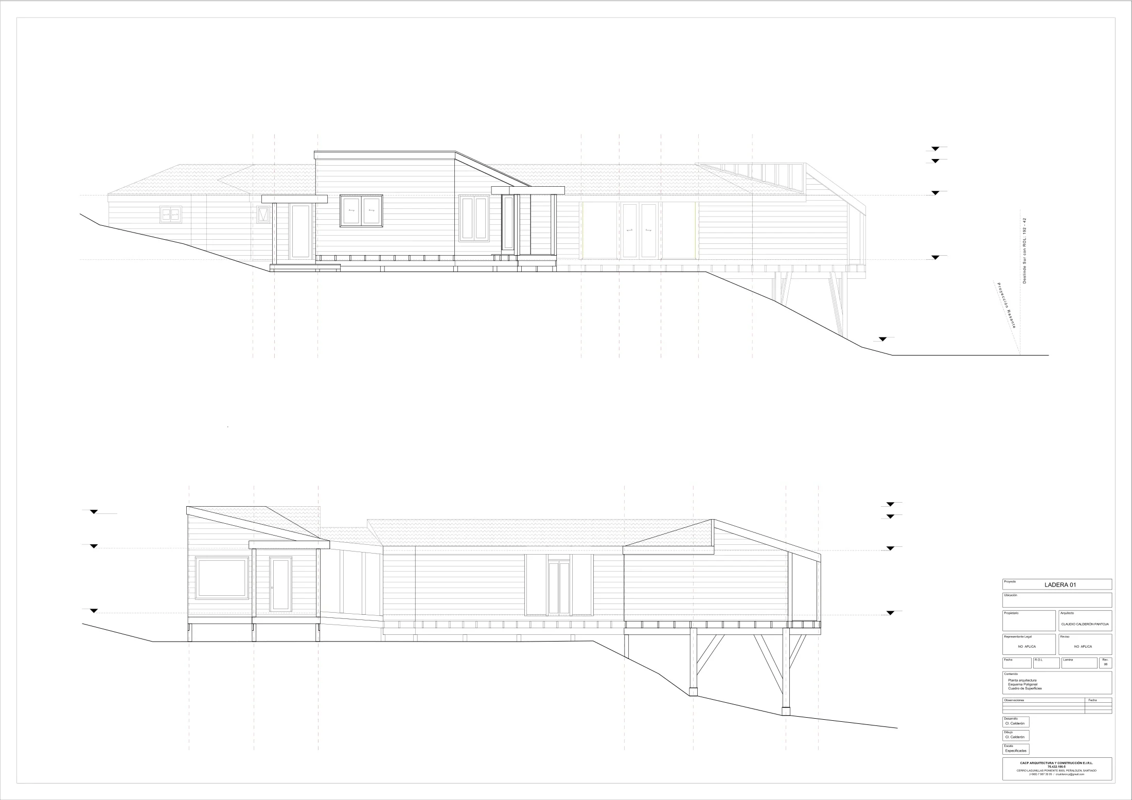 Balcón del Peral: elevaciones 2, dibujo de proyecto sin cotas de CCP Arquitectura