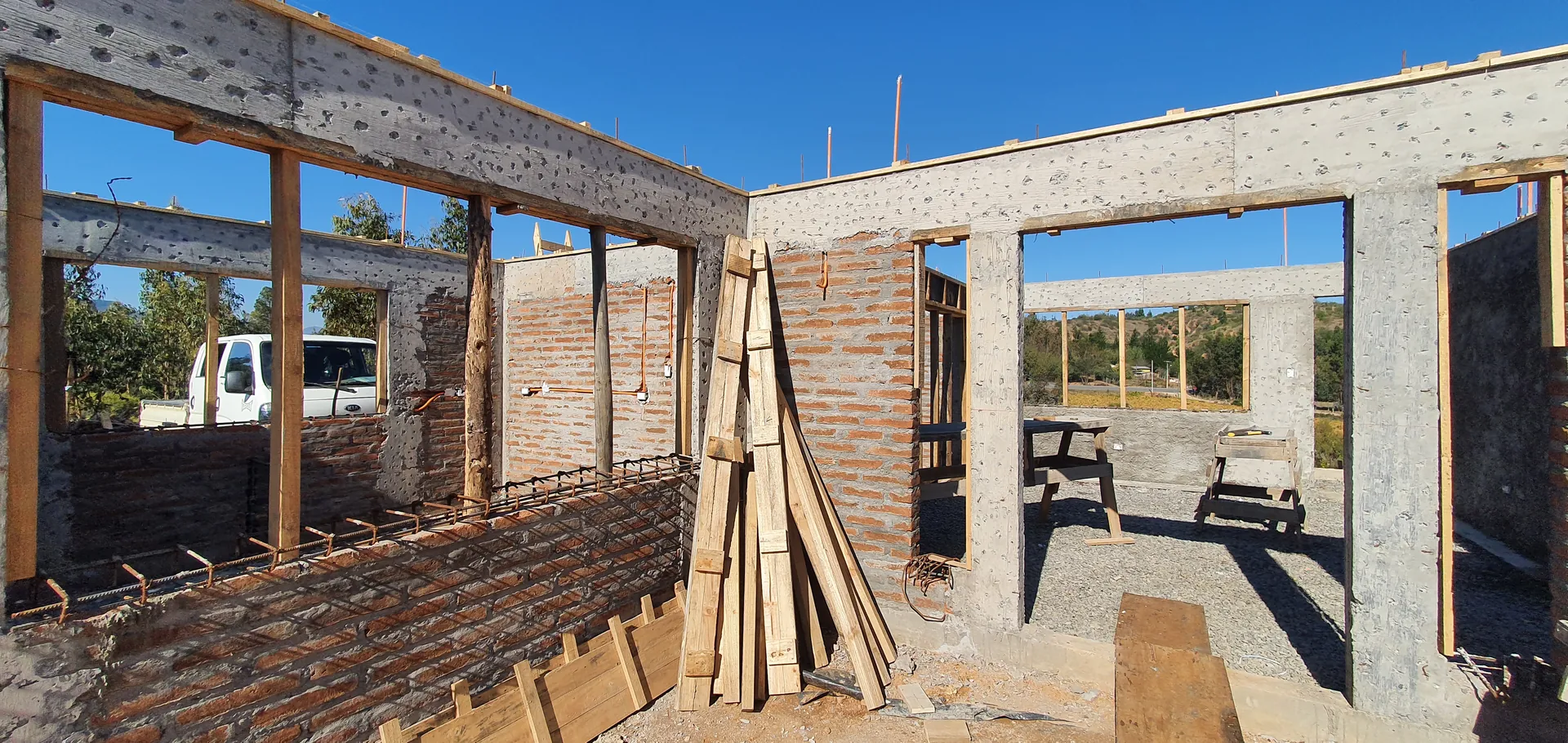 Casa Curepto en construcción, mayo 2022, obra de CCP Arquitectura