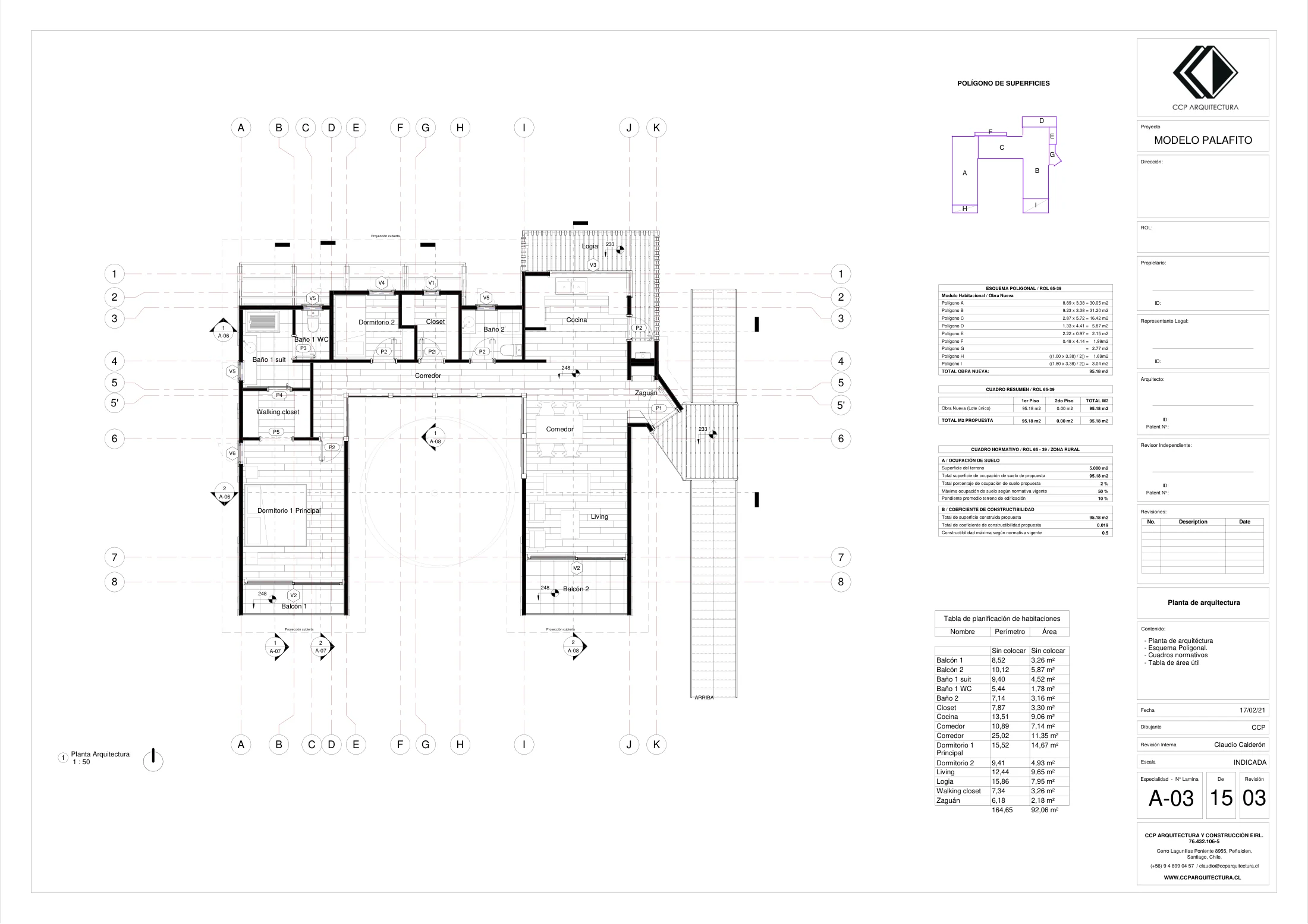 Casa Espino: planta de arquitectura, dibujo de proyecto sin cotas de CCP Arquitectura