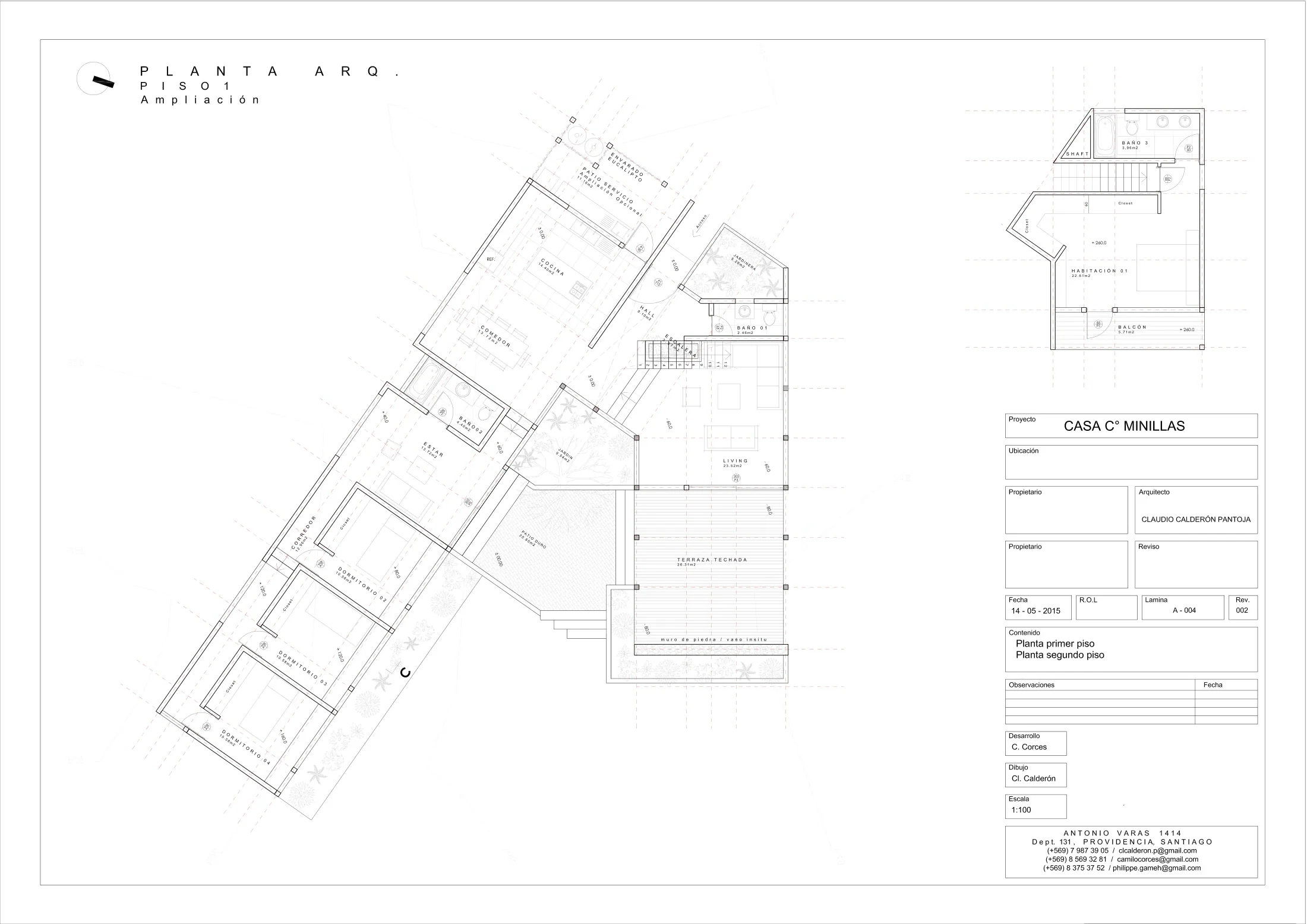 Casa Minillas: planta de arquitectura, dibujo de proyecto sin cotas de CCP Arquitectura