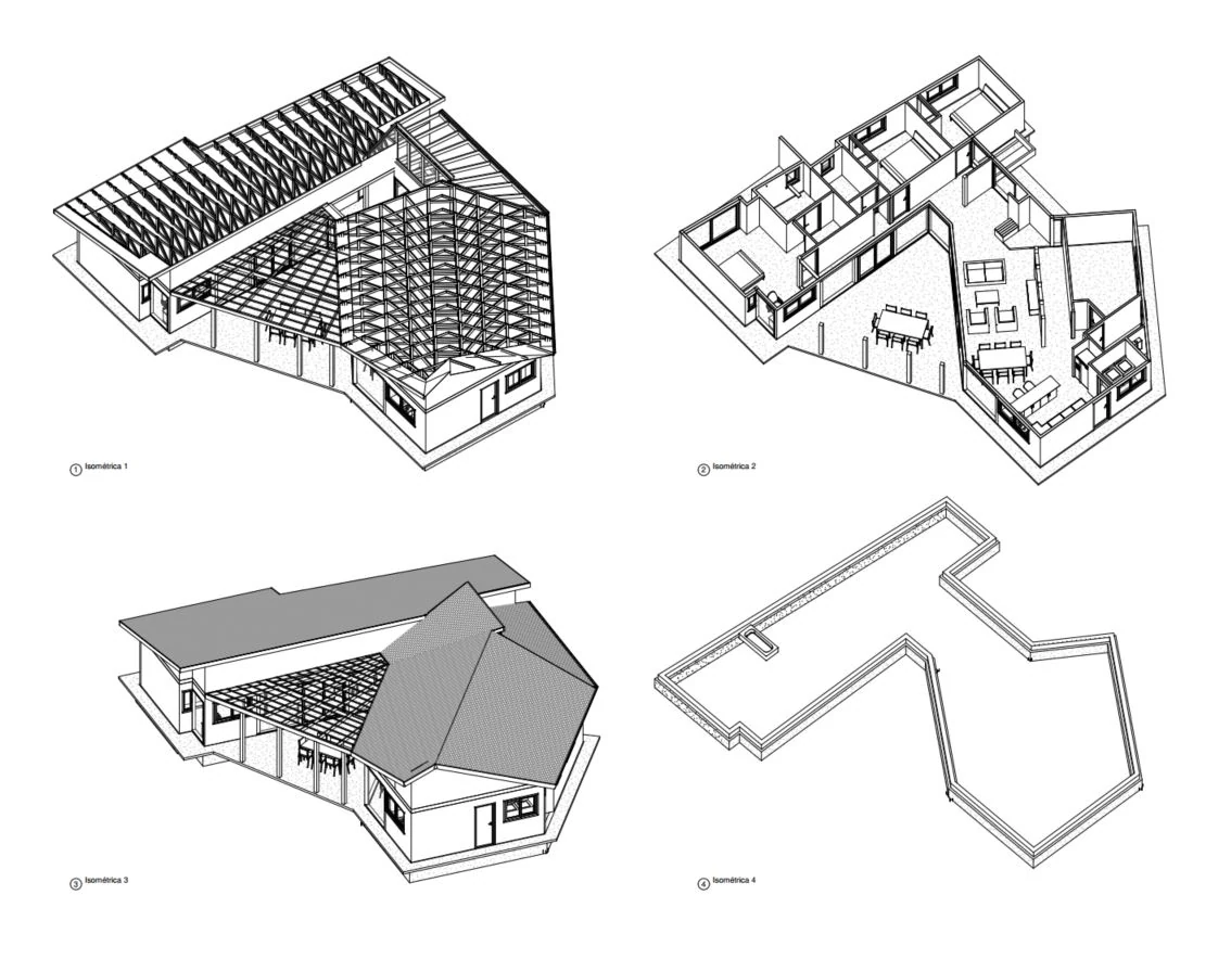 Casa Pitra: isométricas, dibujo de proyecto de CCP Arquitectura