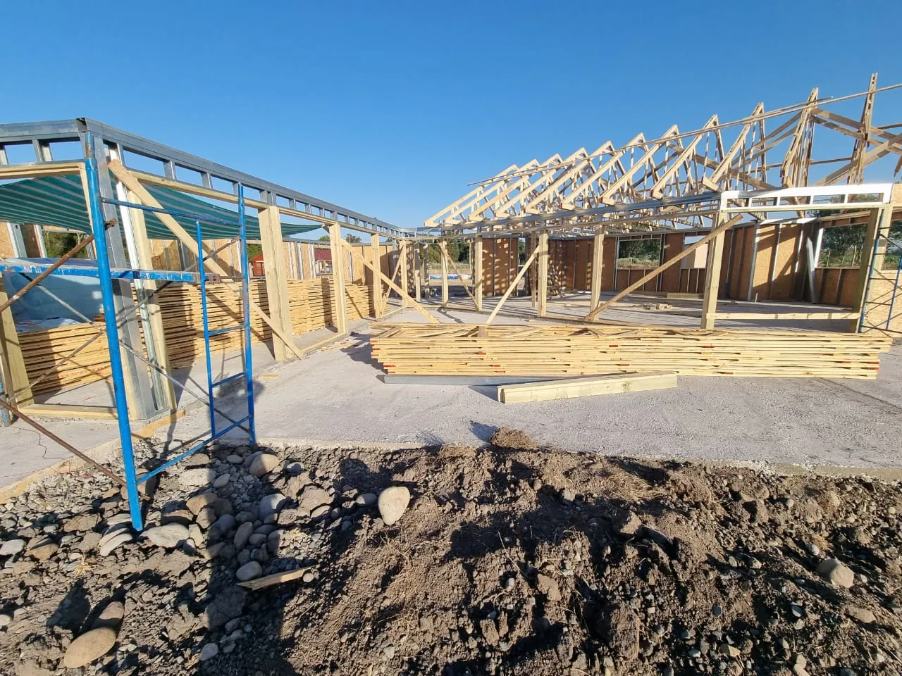 Casa Pitra en construcción, diciembre 2021, obra de CCP Arquitectura