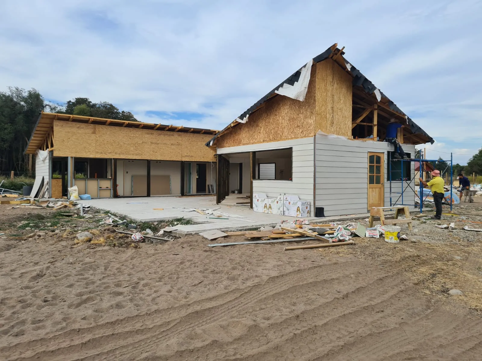 Casa Pitra en construcción, febrero 2022, obra de CCP Arquitectura